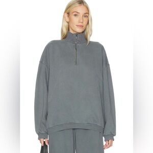 SKIMS Zircon Boyfriend Cotton Fleece Slouchy Half Zip Pullover - Oversized